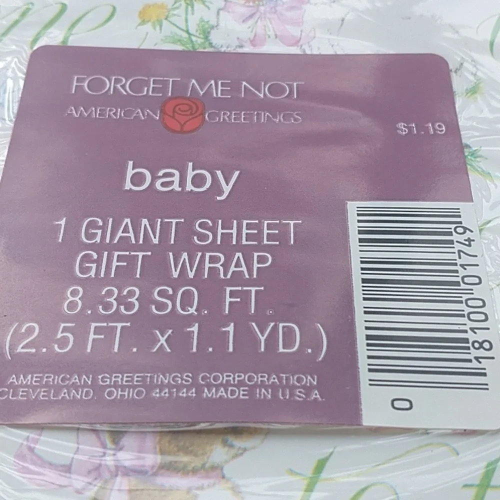 Vintage New American Greetings Welcome Little One Baby Shower Gift Wrap